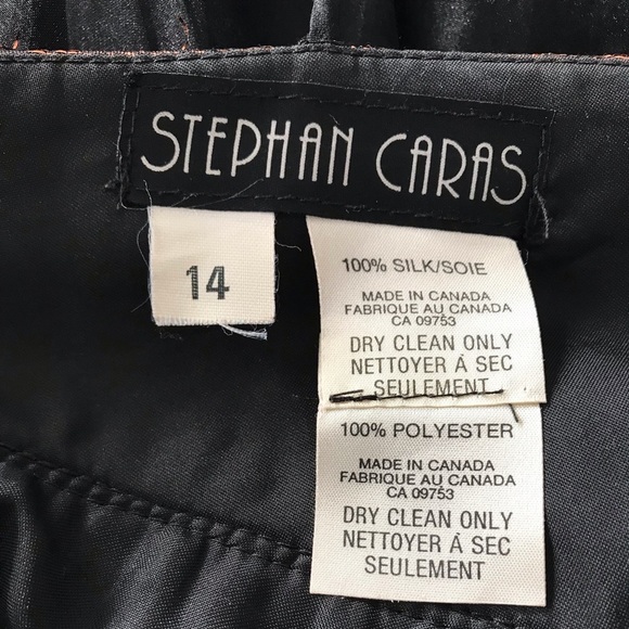 Vintage Silk Stephan Caras Black & Metallic Designer Gown Size 14 - Picture 9 of 10